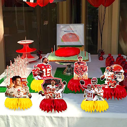 Patrick Mahomes Party Decorations Honeycomb Centerpiece, 7 Pieces American Football Star Theme 3D Double Side Cake Toppers Table Centerpieces, Photo Backdrop For Kids Adults Birthday Party Decorations #TOP4