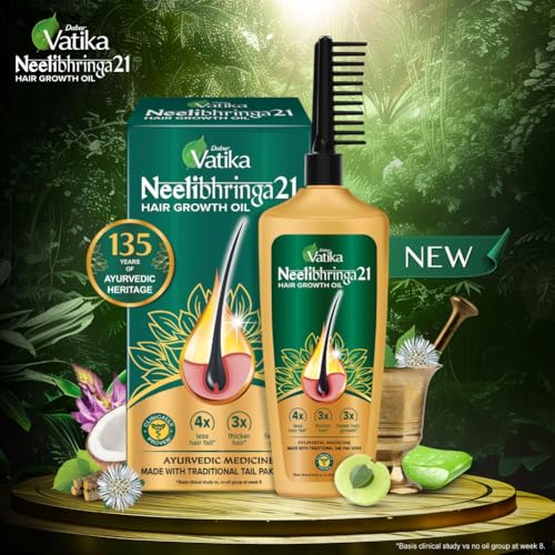 DABUR Vatika Neelibhringa 21 Hair Growth Oil - (100Ml+ 50Ml Extra Free) | 14 Ayurvedic Herbs | Ayurvedic Medicine | 4X Less Hairfall | 3X Thicker Hair | 21 Hair Benefits| With... - Image 2