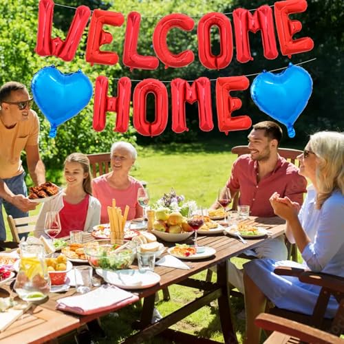 Image of TONIFUL 16 Inch Red WELCOME HOME Foil Letter Balloons Banner Decorations