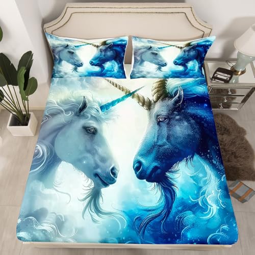 African Wildlife Fitted Sheet,Full Size Mysterious Animals Collections,Goat Animal Bedding Deep Pocket for Children Teens Young with 2 Pillowcases(No Flat Sheet)