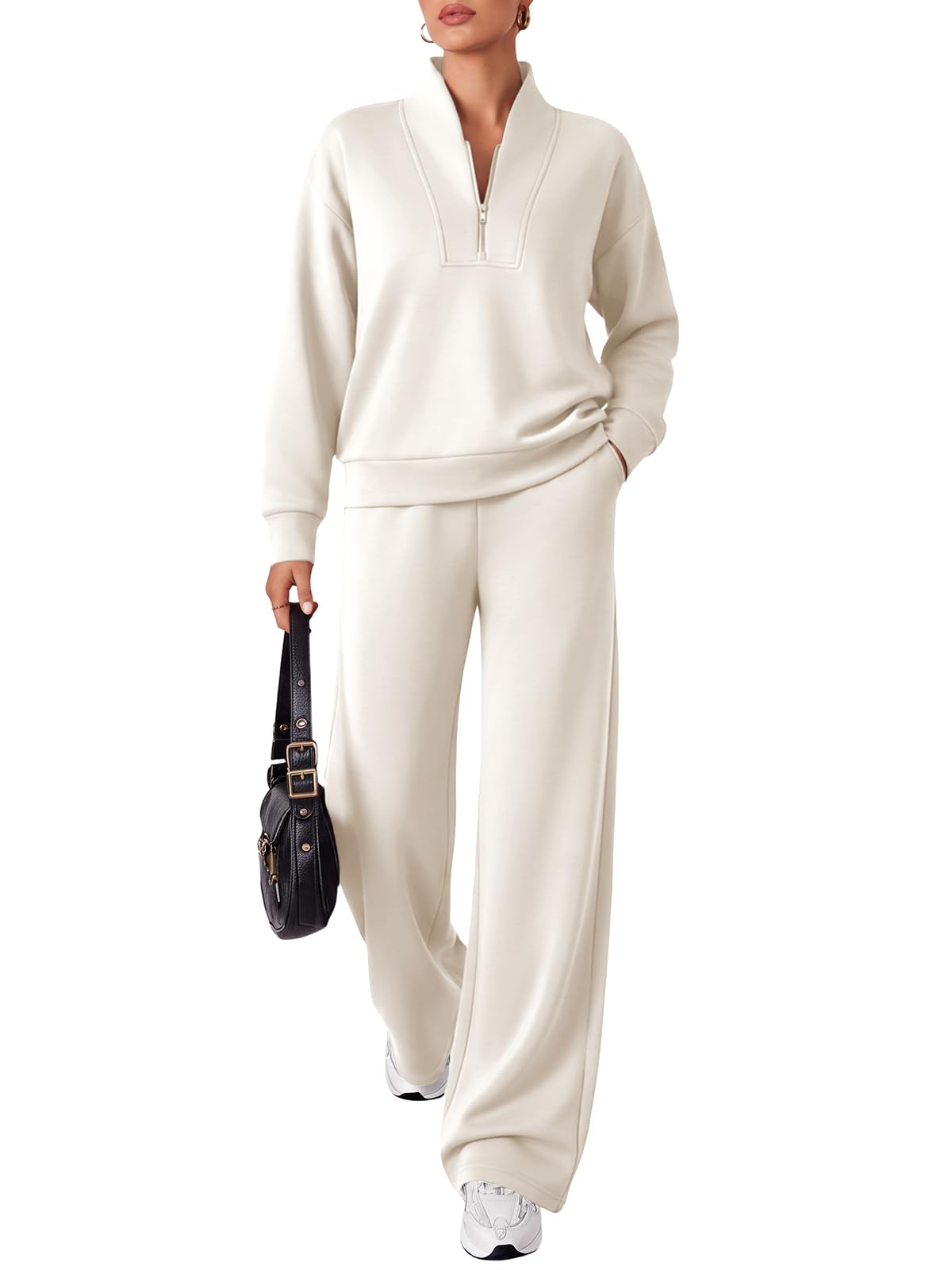 EFAN Womens Sweatsuits 2 Piece Lounge Sweat Sets Modal Blend Tracksuits | Comfort stretch fabric, airport travel outfits, matching set, mock neck half zip pullover sweatshirt, fall loungwear 2026