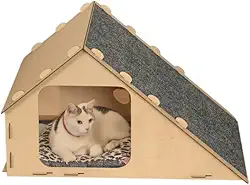 Casinha Toca para Gatos com Arranhador - Cama para Gato com Arranhador Integrado