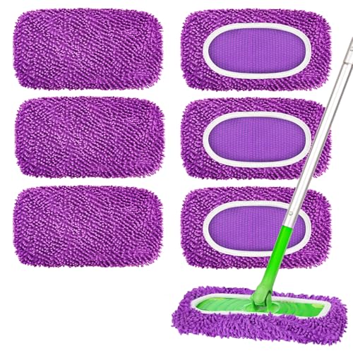 Reusable Microfiber Mop Pads (6 Pack Purple)