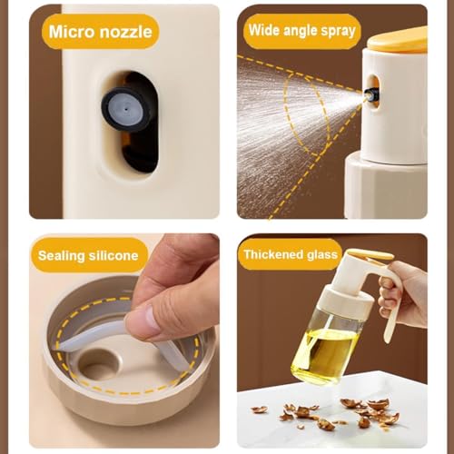 Image of Kettlekane 250Ml Glass Oil Spray Bottle for Kitchen, Refillable Food Grade Oil Vinegar Sprayer Bottles, Oil Sprayer for Air Fryer for Salad, BBQ, Roasting (Multi Colour)