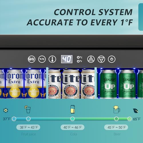 EUHOMY 24 Inch Beverage Refrigerator, 180 Can Built-in Beverage Cooler, Under Counter Beer Fridge with Glass Door for Soda, Water, Wine - For Kitchen, Bar or Office on Fridge.com