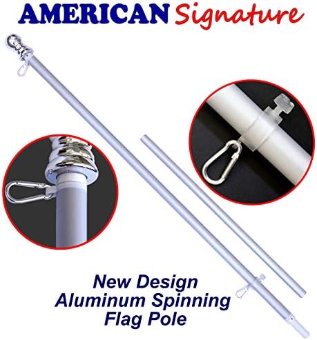 American Signature Flag Pole 5 Ft - Aluminum Spinning Tangle Free Flagpole for Sale - Outdoor Wall Mount Flag Pole for Residential or Commercial. (Silver, 5')
