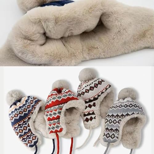 Gorro térmico de invierno para mujer con orejeras y pompón miniatura 6