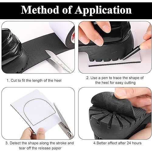AANAHIL Self-Adhesive Shoe Sole Repair Tape, Black, Anti-Slip Rubber, Cut-to-Fit Heel Protector 3