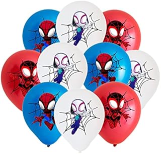 12PCS Spiderman Amazing Friends Birthday Balloons, Red Blue White Balloons Spiderman Superhero Latex Balloons Spiderman Party Decorations Balloon for Kids Boys Superhero Theme Birthday Party Supplies