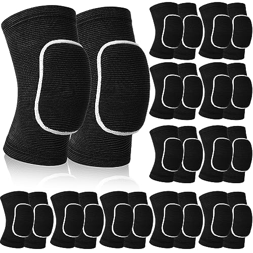 Image of Lenwen 12 Pairs Volleyball Knee Pads for Dancers Soft Breathable Knee Braces for Men Women Football Soccer Yoga Skating Wrestling Running Cycling(Medium,Black, White)