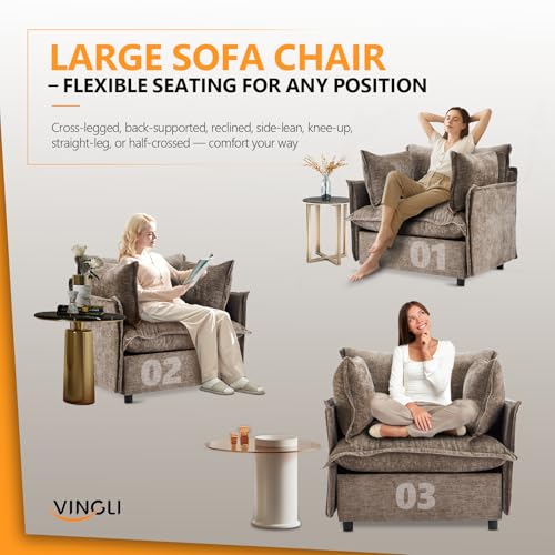Sillón Chenille Marrón Claro Plegable miniatura 4
