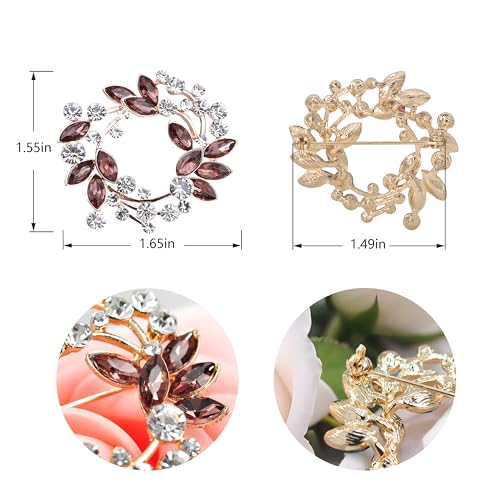 Image of Gyn&Joy Clear Crystal Rhinestone Floral Wreath Pin Brooch BZ005
