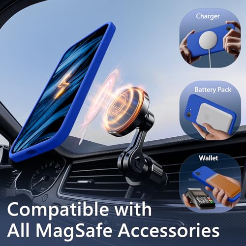 Image of FireNova Magnetic for iPhone 17e Case /iPhone 16e Case, Compatible with MagSafe, [Silicone Camera Protection] Microfiber Lining Phone Case, 6.1 inch, Klein Blue