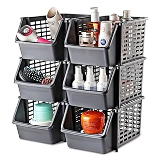 My Happy Home 6-Tier Stackable Storage Basket, Multipurpose Organizer for Kitchen, Under Sink, Table, Fridge - Easy to Assemble, Anthracite