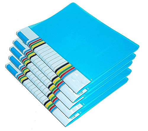 GreatDio5 Pcs Transparent File Folder Case, A4 Size Presentation File/Report File Super Line Transparent Report File (Assorted Color)