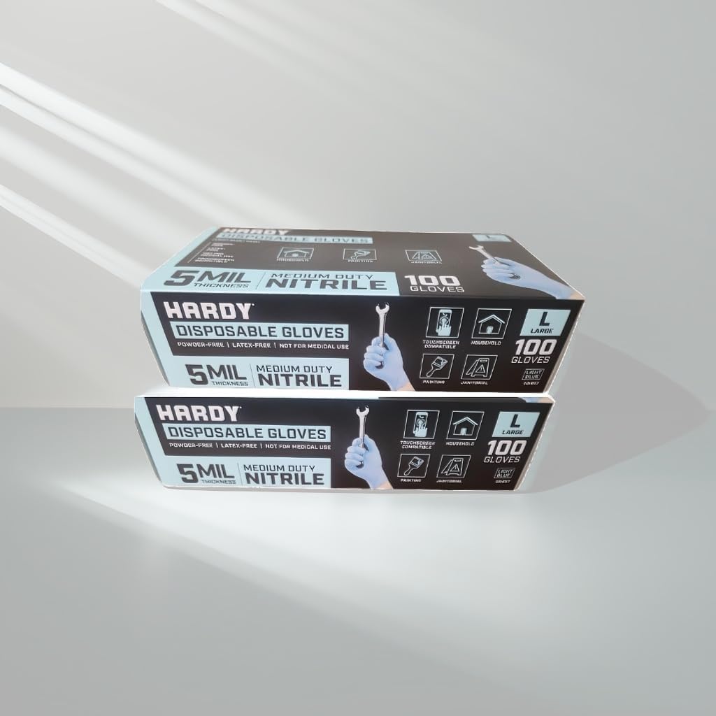 Hardy 5 mil Nitrile Powder Free Gloves 100 Pc - 2 BOXES
