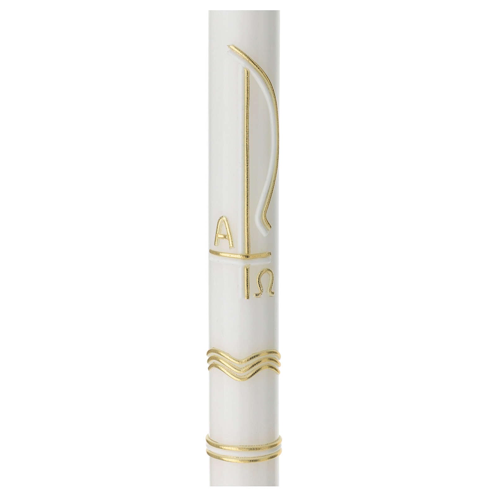 Holyart Bougies, cierges, chandelles: Cierge Baptême Chi-Rho blanc or 400x30 mm