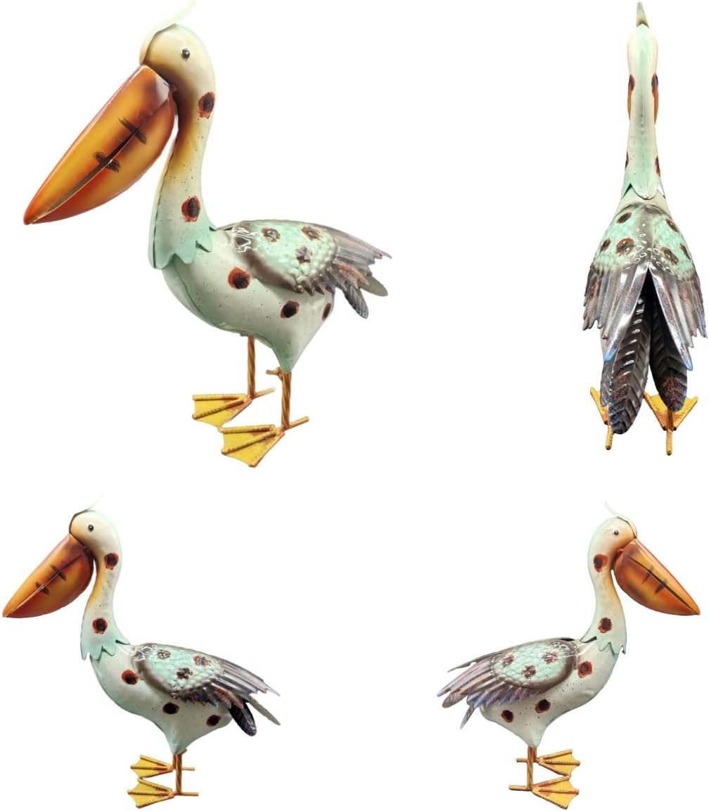 coolboy Metal Toucan Garden Decorations,Real Metal Bird Sculpture Decor, Whimsical Pelicans Lover Ornament,Funny Animal Outdoor Statue, Unique Decorative Lawn Bird Figurine Gift
