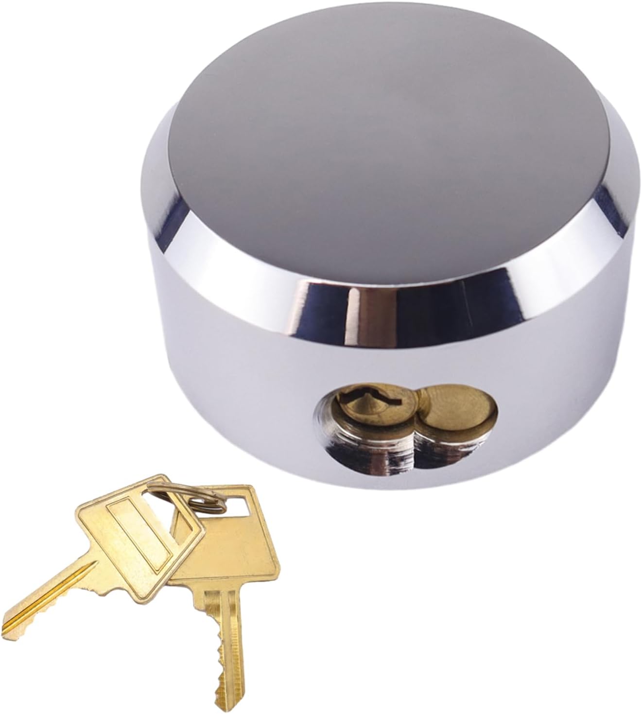 Hodeffior 6271 Hidden Shackle Padlocks Heavy Hockey Puck Lock M8 x 80mm Screw 6 Pin Ball Lock Core Chrome Plated Steel Padlocks for Warehouse Container