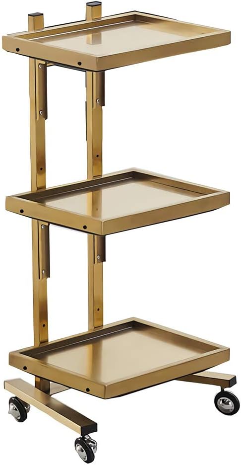 LXX Hairdressing Stainless Steel Cart,Beauty Salon Stroller Japan Hair Salon Tool Cart Folding Table Trolley s/Golden/M : Beauty & Personal Care