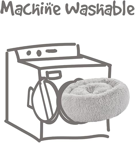 Miniatura 7 de Friends Forever Cama para Perros en Forma de Dona de Piel Sintética Mullida Calmante para Perros Pequeños, Sofá Suave y Afelpado Anti-Ansiedad para