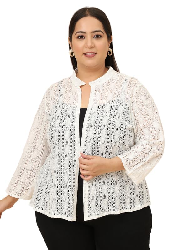 unaone Women Cotton Graphical Lace Cover Up Shrug Cardigan UNBZZ-SG-709P-WTNWCL-picture-21