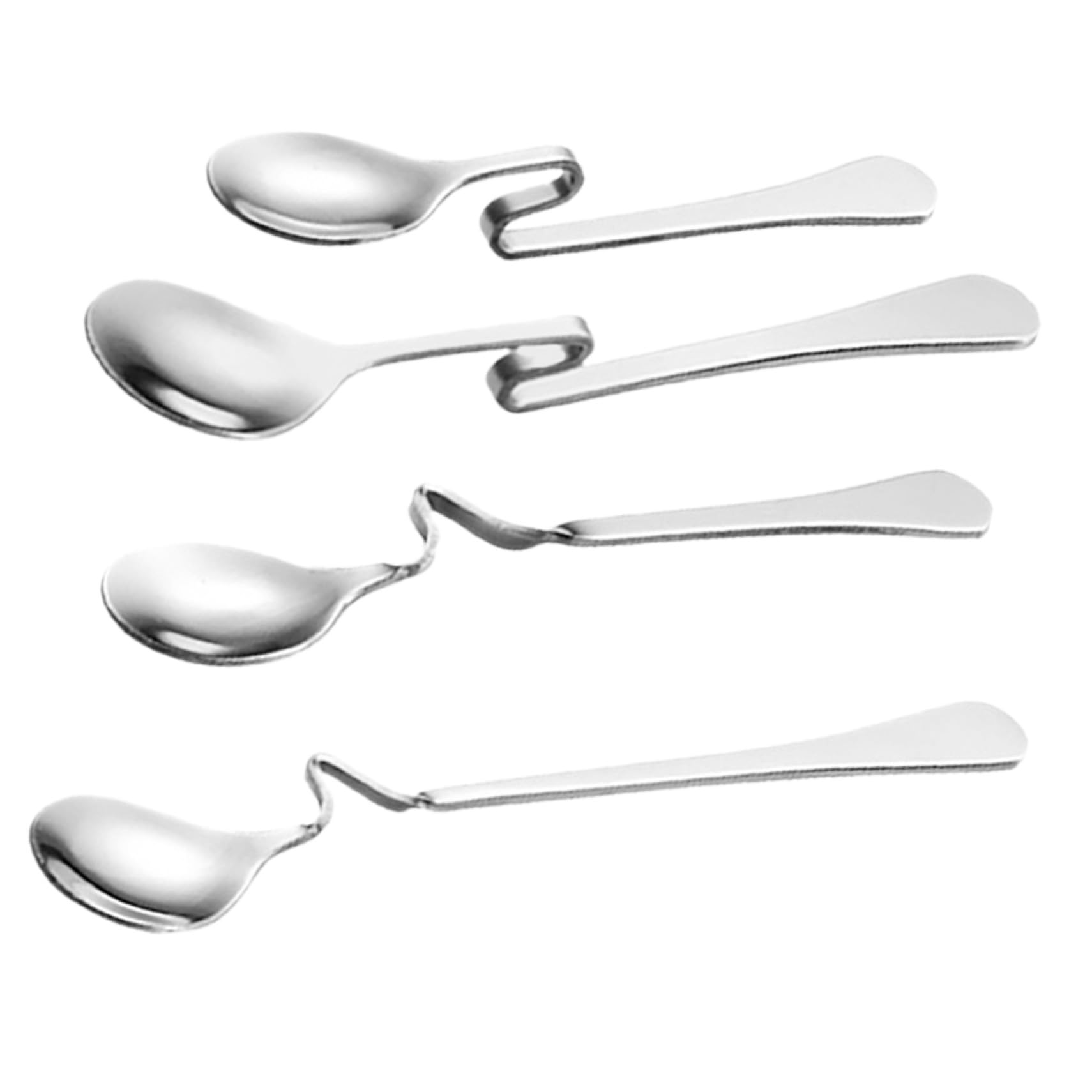 Cucharas de Café 4 Piezas de Acero Inoxidable Mango Curvo