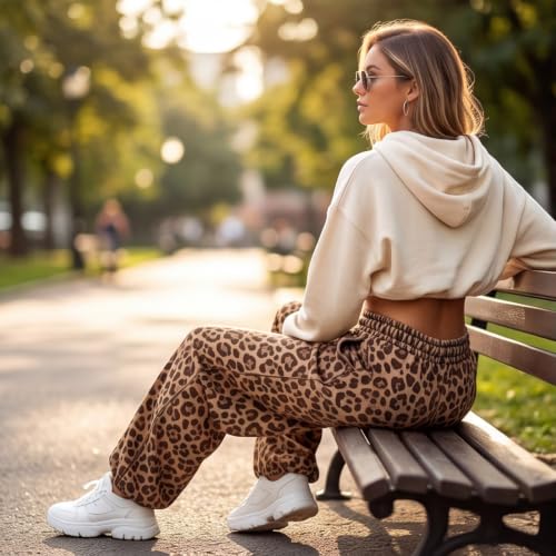 Leopard Pants Women Drawstring Elastic Waist Sweatpants Camo Pants - image 6