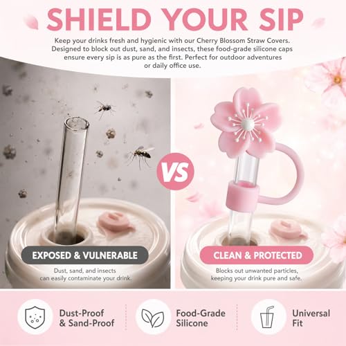 Image of BTYHAOS Straw Covers, Dust Proof Straw Toppers Fit Stanley 30 40oz Tumbler | Reusable Food-Grade Silicone Straw Covers Cap for Most 10mm Reusable Straw