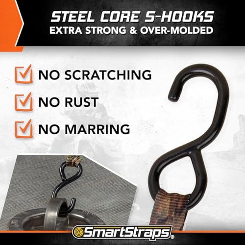 Image of SmartStraps 10' Retractable Ratchet Straps, 2 Pack - Heavy Duty Camo Ratchet Straps, 3,000lb Break Strength, 1,000lb Safe Work Load - Haul Motorcycles, Boats, and Appliances with Patented Technology