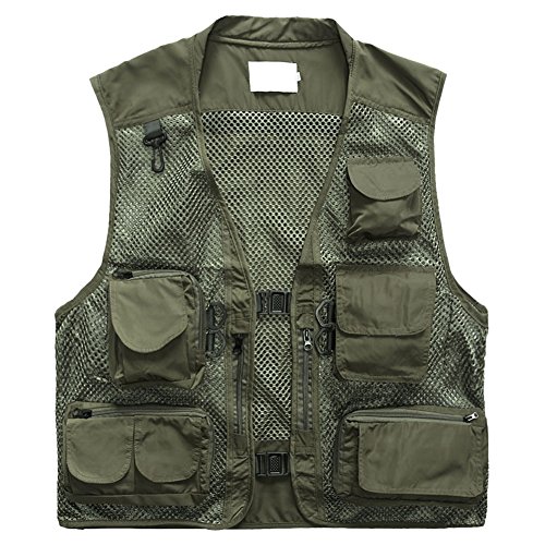 Homme Gilet de Pêche en Maille Multi-Poches Léger Respirant à Séchage Rapide Idéal Pour Photographie Camping Extérieur Etiquette M- FR S