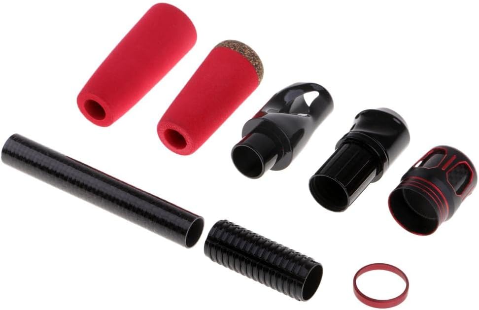 High Density EVA Fishing Rod Handle & Reel Seat Set | DIY Repair Kit | Corrosion- Carbon Tube | weight & Easy to Install | Suitable for Seawater & Freshwater | for Fishing - Red, Spinning Reel Seat