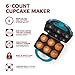 Holstein Housewares - Non-Stick Cupcake Maker, Teal - Makes 6 Cupcakes, Muffins, Cinnamon Buns, and more for Birthdays, Holidays, Bake Sales or Special Occasions