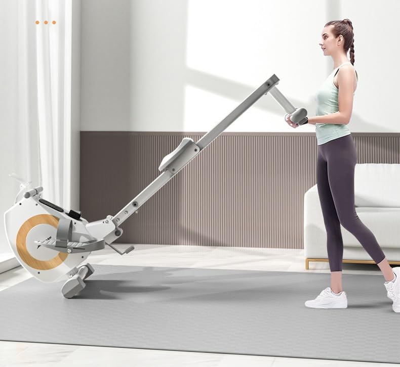 Rameur magnétique pour cardio à domicile avec 8 niveaux de résistance, design rail coulissant, support de tablette, écran LCD, supporte jusqu'à 158,8 kg, connectivité application pour des