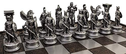 Set de ajedrez Griego Zeus vs Poseidón con tablero 17" miniatura 7