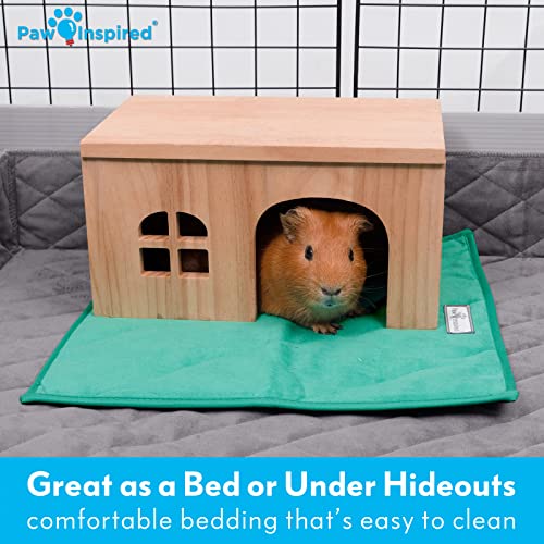 Paw Inspired Guinea Pig Cage Liner Pads | Washable Fleece Bedding, Waterproof Bottom | Super Absorbent Pee Pad or Pet Bed Mat for Guinea Pigs, Ferrets, Rabbits, Hamsters, Small Animals (12"x12", Blue) - Image 5