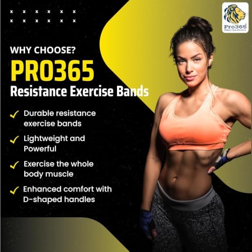 Image of PRO365 25Kg Resistance Tube with Handles for Workout, Home Gym Exercise Band for Pull-Ups, Stretching, Strength Training, Warm-Up & Full Body Toning