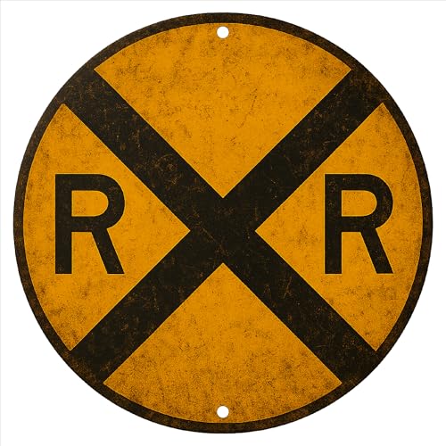 Funny Metal Warning Railroad Crossing XING Tin Sign Wall Dcor Man Cave Bar Heavy Duty