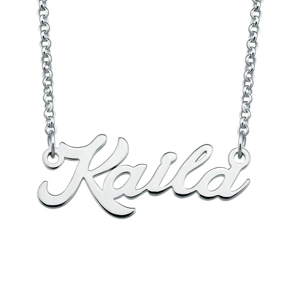 LoEnMe Jewelry Silver Name Necklace of Plated Personalized Gift for Women s Couple
