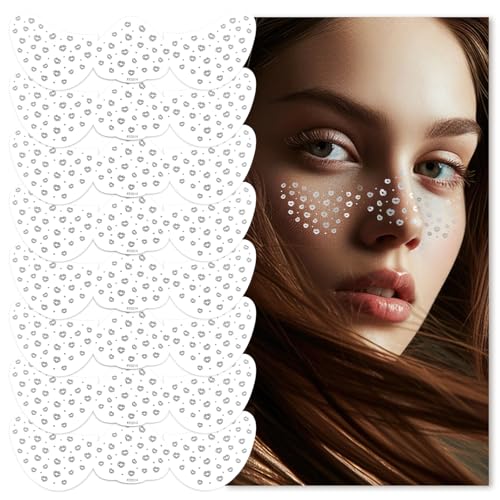 Silver Freckles Face Tattoo - 8 PCS Makeup Patches, Glow Up Face Glitter Speckles Patches, Cute Makeup Accessories for Women
