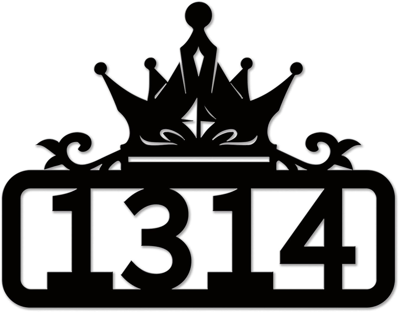 Personalized Custom Black Crown House Number Sign, Custom Crown Metal Address Plaque, Office Decor, Rustic Cabin Art, Outdoor Yard Home Display (Style-2)