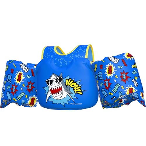 Product Image of the Dark Lightning Toddler Swim Vest for Kids Ages 2-7, Kids Pool Floaties with Arm...