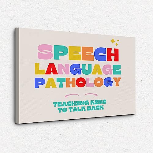 Nogrit Colorful Speech Language Pathology Canvas Wall Art 14×11 Inch Speech Pathology Themed Decor for Speech Therapy Room Office,Speech Language Pathologist Gifts SLP Gifts