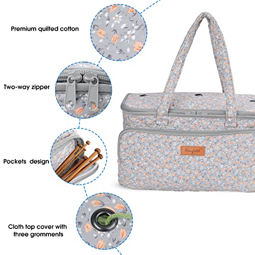 Image of Yarn Bag-Yarn Storage Organizer with Grommets-Portable Crochet Bag for Yarn Skeins-Crochet Hooks-Knitting Needles -Other Accessories (Tulip-Orange)