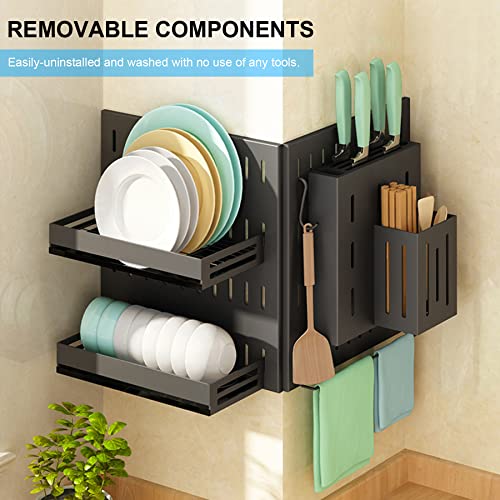 Divantree Wall Mounted Kitchen Organizer And Storage, Removable Pot And Pan Rack Set, Spacesaving And Multifunctional Silverware Storage For Veg And Utensils With Multiple Holders And Hooks(Full Set) #TOP7