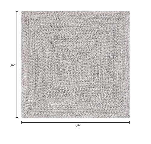 Tapete cuadrado 7' x 7' gris ecru tejido a mano miniatura 2