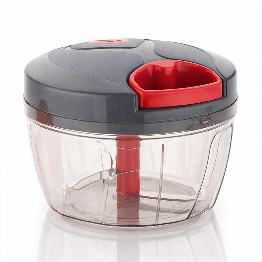 manual food chopper with pull cord | 900ml vegetable cutter & onion chopper | stainless steel blades | multipurpose kitchen tool for onion, garlic, vegetables, nuts & salad