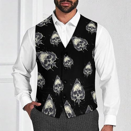 Skull A Poker Novelty Men's Suit Vest Funny Formal Dress Vests Business Waistcoat2