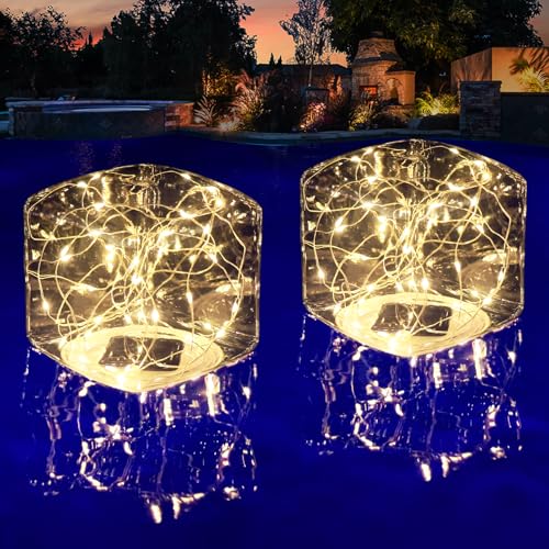 Askyli Floating Pool Lights Solar Rechargeable, Warm White LED Solar Pools Light, Auto On/Off Pool Lights That Float IP68 Waterproof, 5.6" Square Floating Light for Pools Wedding Party Decor(2 Pcs) Askyli Floating Pool Lights Solar Rechargeable, Warm White LED Solar Pools Light, Auto On/Off Pool Lights That Float IP68 Waterproof, 5.6" Square Floating Light for Pools Wedding Party Decor(2 Pcs)