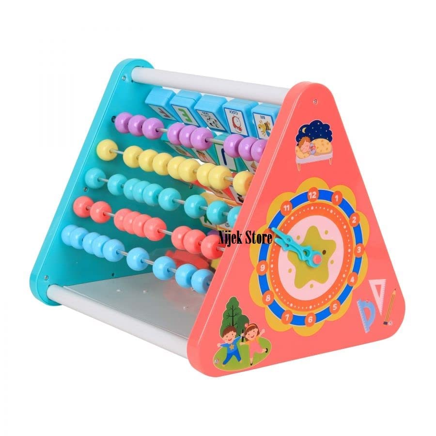 N2K2 ENTERPRISE 5 in 1 Activity Triangle Center Cube Alphabet Blocks Abacus Clock Writing Board Counting Beads Assembly Toys for Babies Montessori Learning Toy for 1-5 Year Old Kids (Multicolor) (B099BG668F) Amazon Price History, Amazon Price Tracker